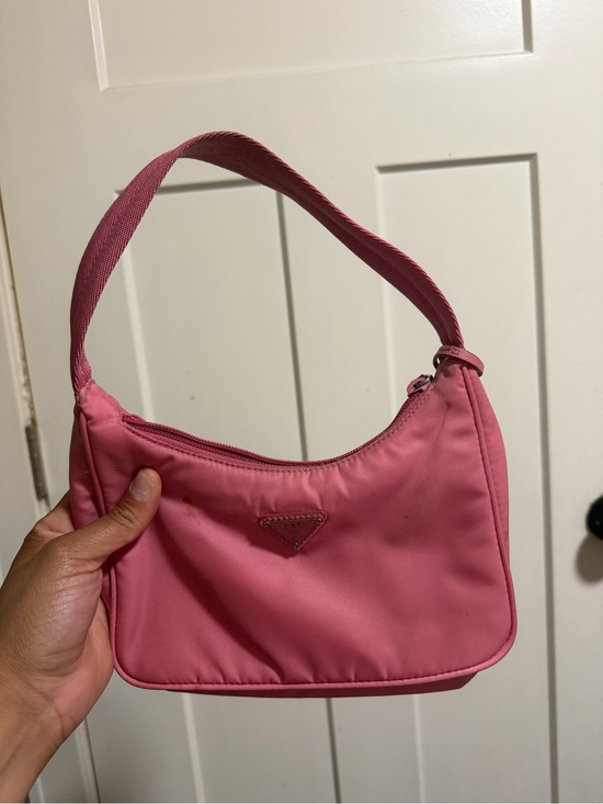 Prada Handbags - Prada Pink Shoulder Bag with Triangle Logo